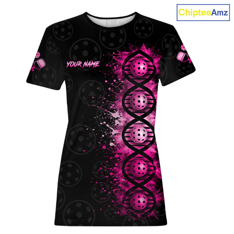 Pink Splatter Pickleball Shirt Is In My Dna Custom Pickleball Tournament Team Uniform For Women NYN4115