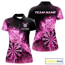 Load image into Gallery viewer, Custom Smoke Pink Fire Flaming Dart Arrow Women Darts Polo League Shirts Dart Team Jerseys NYN2213