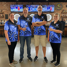 Load image into Gallery viewer, Custom Smoke Blue Fire Flaming Dart Arrow Women Darts Polo League Shirts Dart Team Jerseys NYN2215