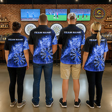 Load image into Gallery viewer, Custom Smoke Blue Fire Flaming Dart Arrow Women Darts Polo League Shirts Dart Team Jerseys NYN2215
