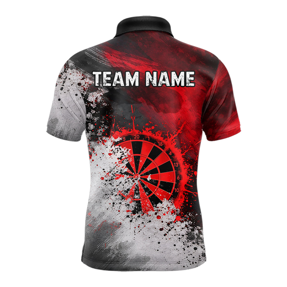 Custom Grey & Red Grunge Paint Dartboard Darts Polo Shirt For Men Outfit Dart Team Jerseys NYN2509