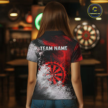 Load image into Gallery viewer, Custom Grey &amp; Red Grunge Paint Dartboard Darts Polo Shirt For Women Outfit Dart Team Jerseys NYN2509