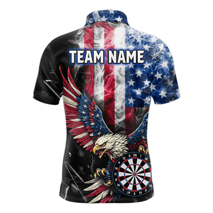 Smoking US Flag & Eagle Dartboard Men Darts Polo Shirt Custom Patriotic Dart Team Jerseys NYN2511
