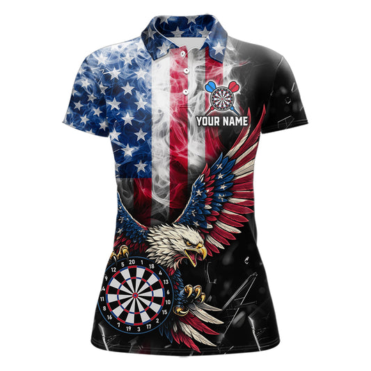 Smoking US Flag & Eagle Dartboard Women Darts Polo Shirt Custom Patriotic Dart Team Jerseys NYN2511