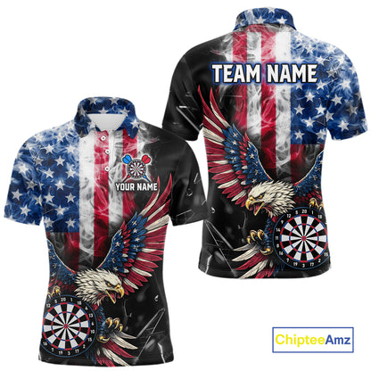 Smoking US Flag & Eagle Dartboard Men Darts Polo Shirt Custom Patriotic Dart Team Jerseys NYN2511