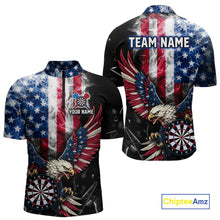 Load image into Gallery viewer, Smoking US Flag &amp; Eagle Dartboard Men Darts Quarter-Zip Shirt Custom Patriotic Dart Team Jerseys NYN2511