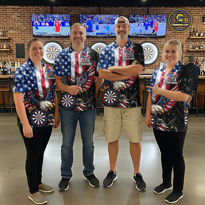 Smoking US Flag & Eagle Dartboard Women Darts Polo Shirt Custom Patriotic Dart Team Jerseys NYN2511