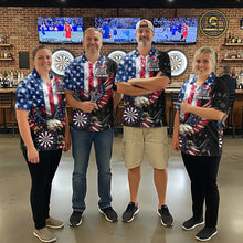 Load image into Gallery viewer, Smoking US Flag &amp; Eagle Dartboard Men Darts Quarter-Zip Shirt Custom Patriotic Dart Team Jerseys NYN2511