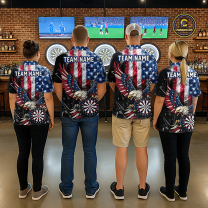 Smoking US Flag & Eagle Dartboard Women Darts Polo Shirt Custom Patriotic Dart Team Jerseys NYN2511