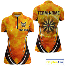 Load image into Gallery viewer, Women's Custom Darts Team Shirts With Explosive Flame Dartboard And Geometric Shapes NYN0298