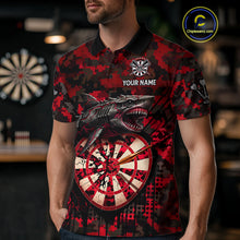 Load image into Gallery viewer, Custom Red Digital Camo Dartboard Horror Shark Darts Polo Shirt For Men Dart Gifts NYN1965
