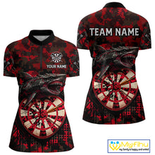 Load image into Gallery viewer, Custom Red Digital Camo Dartboard Horror Shark Darts Quarter-Zip Shirt For Women Dart Gifts NYN1965