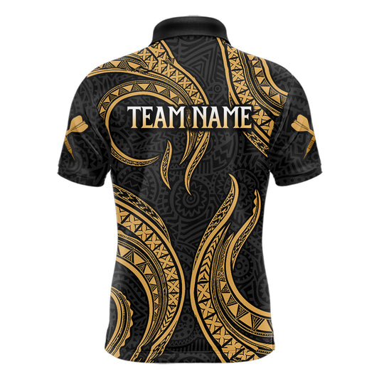 Black And Gold Tribal Human Play Dartboard Darts Polo Shirt Personalized Dart Jerseys For Men NYN2518
