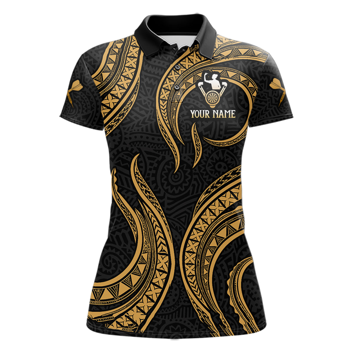 Black And Gold Tribal Human Play Dartboard Darts Polo Shirt Personalized Dart Jerseys For Women NYN2518