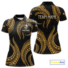 Load image into Gallery viewer, Black And Gold Tribal Human Play Dartboard Darts Polo Shirt Personalized Dart Jerseys For Women NYN2518