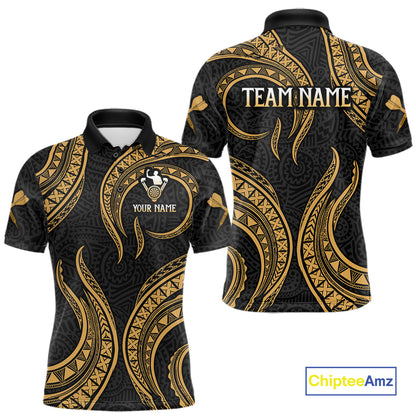 Black And Gold Tribal Human Play Dartboard Darts Polo Shirt Personalized Dart Jerseys For Men NYN2518