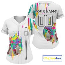 Load image into Gallery viewer, Custom Women's Baseball Shirt Colorful Grunge Baseball Jersey, Baseball Shirt For Newborn NYN1120