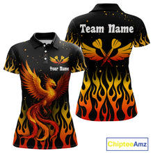 Load image into Gallery viewer, Women’s Darts Team Shirt - Rust Phoenix And Flame Pattern | Custom Name Option NYN0304
