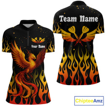 Load image into Gallery viewer, Women’s Darts Team Shirt - Rust Phoenix And Flame Pattern | Custom Name Option NYN0304