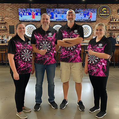 Pink Broken Glass Darts Polo 1/4-Zip Shirt For Men Custom Darts Team Tournament Jersey NYN4894
