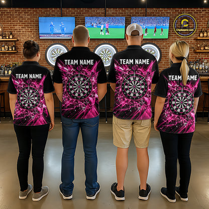 Pink Broken Glass Darts Polo 1/4-Zip Shirt For Men Custom Darts Team Tournament Jersey NYN4894