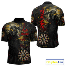 Load image into Gallery viewer, Custom Red Yellow Splatter Grim Reaper Men Darts Polo Shirt Cracked Dart Jerseys NYN1980
