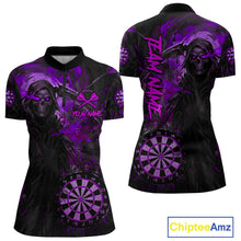 Load image into Gallery viewer, Custom Black Purple Splatter Grim Reaper Men Darts Polo Shirt Cracked Dart Jerseys NYN1981