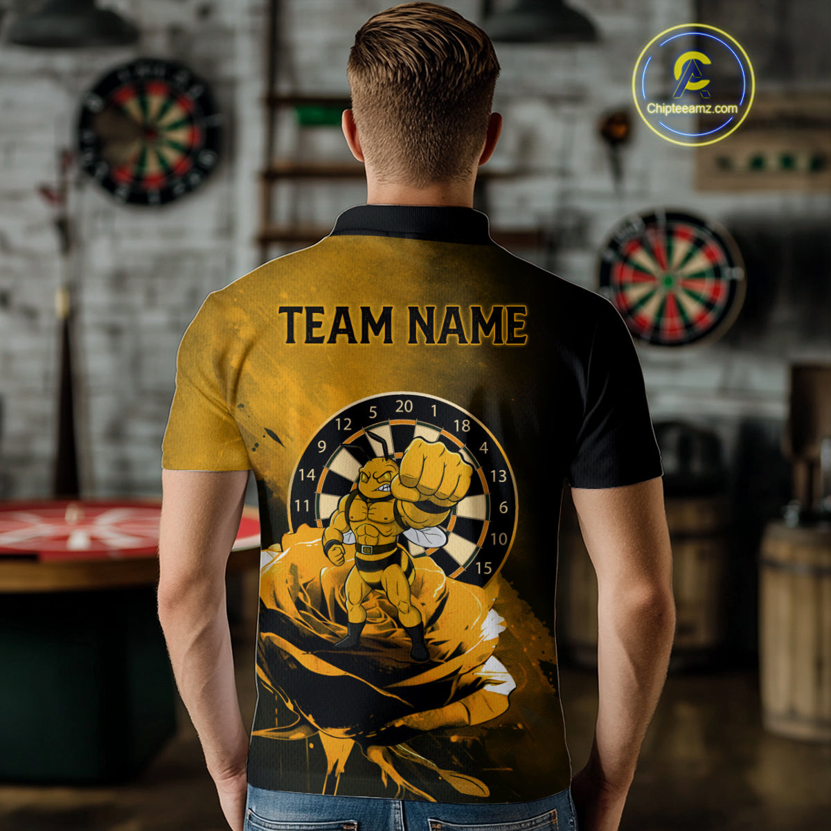 Custom Rose & Bee Grunge Dartboard Grunge Darts Polo Shirts For Men Funny Dart Jerseys NYN2221