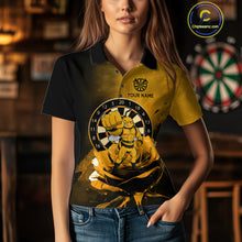 Load image into Gallery viewer, Custom Rose &amp; Bee Grunge Dartboard Grunge Darts Polo Shirts For Women Funny Dart Jerseys NYN2221