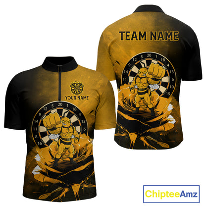 Custom Rose & Bee Grunge Dartboard Grunge Darts Polo Shirts For Quarter-Zip Funny Dart Jerseys NYN2221