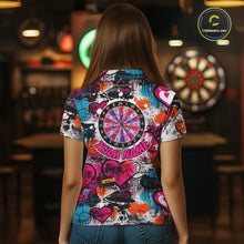 Load image into Gallery viewer, Colorful Heart Graffiti Dartboard Women Darts Polo Shirt Custom Couple Dart Valentine Jerseys NYN2528