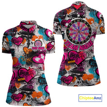 Load image into Gallery viewer, Colorful Heart Graffiti Dartboard Women Darts Quarter-Zip Shirt Custom Couple Dart Valentine Jerseys NYN2528