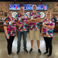 Load image into Gallery viewer, Colorful Heart Graffiti Dartboard Men Darts Polo Shirt Custom Couple Dart Valentine Jerseys NYN2528