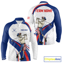 Load image into Gallery viewer, American Flag Golf Polo Shirts For Men Custom Skeleton Golfer Patriot Golf Team Clothing NYN3264