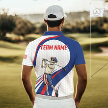 Load image into Gallery viewer, American Flag Golf Polo Shirts For Men Custom Skeleton Golfer Patriot Golf Team Clothing NYN3264