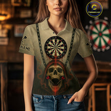 Load image into Gallery viewer, Custom Red Dripping Skull Halloween Dart Polo Shirt For Women Hallow&#39;s Eve Dart Team Jersey NYN1456