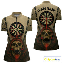 Load image into Gallery viewer, Custom Red Dripping Skull Halloween Dart 1/4-Zip Shirt For Women Hallow&#39;s Eve Dart Team Jersey NYN1456