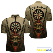 Load image into Gallery viewer, Custom Red Dripping Skull Halloween Dart 1/4-Zip Shirt For Men Hallow&#39;s Eve Dart Team Jersey NYN1456