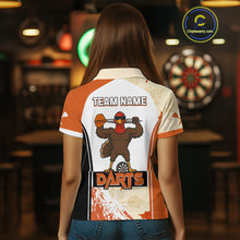 Load image into Gallery viewer, Custom Funny Turkey Autumn Leaves Dart Polo Shirt For Women Thanksgiving Dart Jersey NYN1458