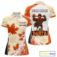 Load image into Gallery viewer, Custom Funny Turkey Autumn Leaves Dart Polo Shirt For Women Thanksgiving Dart Jersey NYN1458