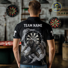 Load image into Gallery viewer, Grey Smokes Horror Wolf Grunge Dartboard Custom Darts Polo Shirt For Men Dart Gifts NYN1997