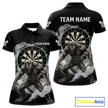 Load image into Gallery viewer, Grey Smokes Horror Wolf Grunge Dartboard Custom Darts Polo Shirt For Women Dart Gifts NYN1997