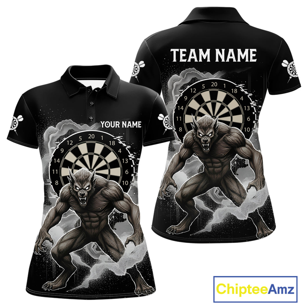 Grey Smokes Horror Wolf Grunge Dartboard Custom Darts Polo Shirt For Women Dart Gifts NYN1997
