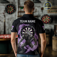 Load image into Gallery viewer, Purple Smokes Horror Wolf Grunge Dartboard Custom Darts Polo Shirt For Men Dart Gifts NYN1998