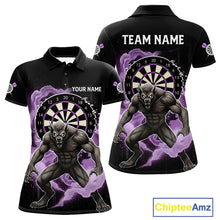 Load image into Gallery viewer, Purple Smokes Horror Wolf Grunge Dartboard Custom Darts Polo Shirt For Women Dart Gifts NYN1998
