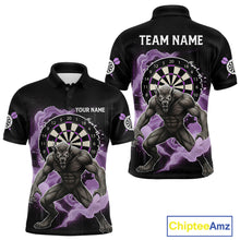 Load image into Gallery viewer, Purple Smokes Horror Wolf Grunge Dartboard Custom Darts Polo Shirt For Men Dart Gifts NYN1998