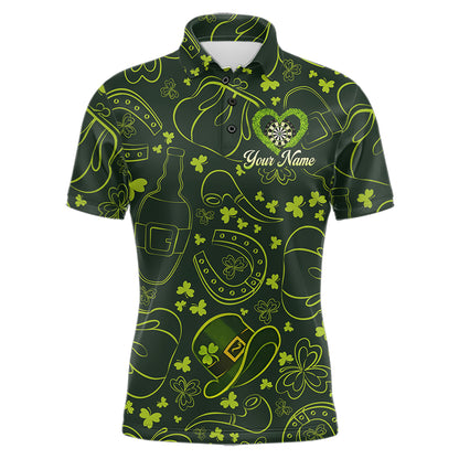 Heart Shamrock Dartboard St Patrick's Day Men Darts Polo Shirt Custom Darts Couple Jersey NYN2530