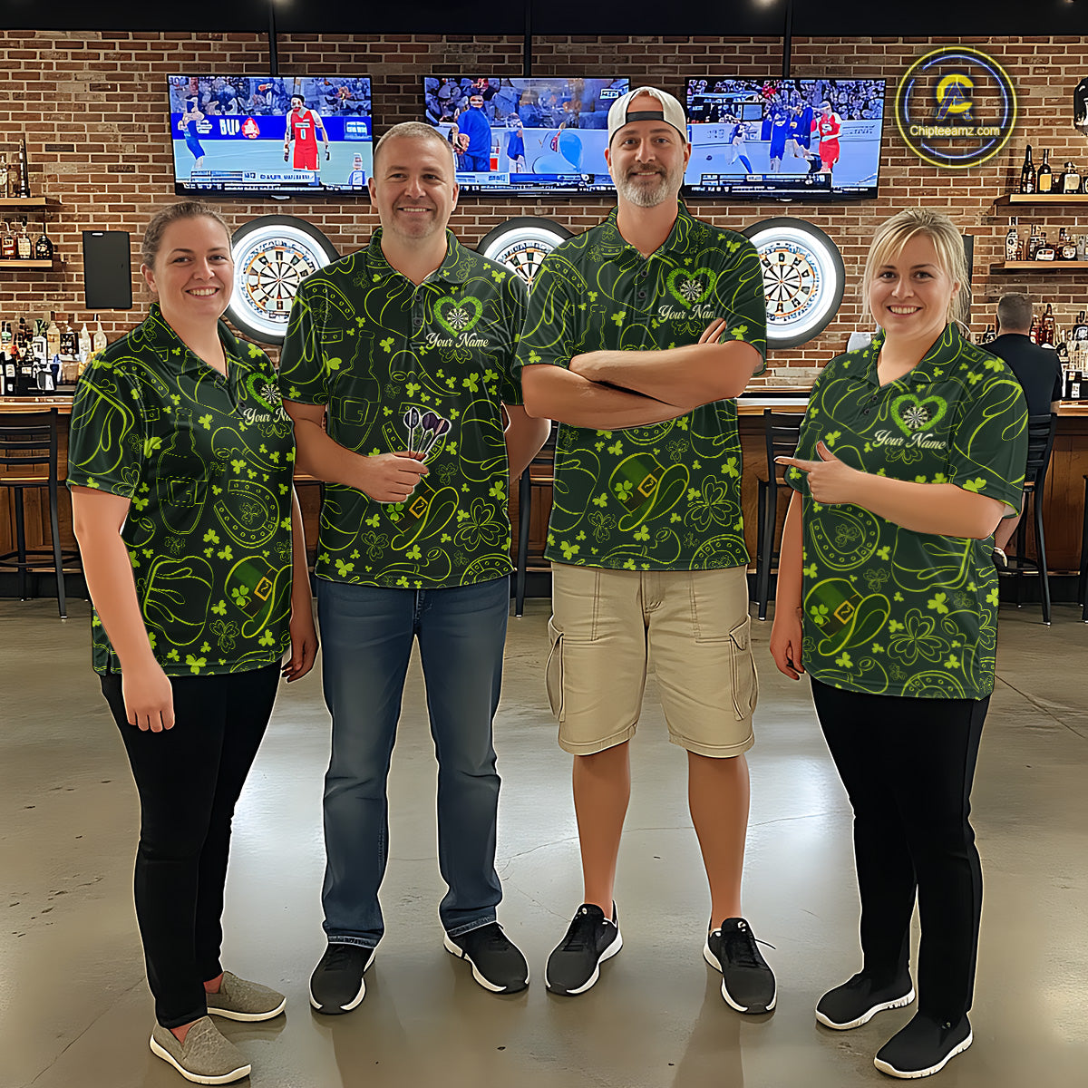 Heart Shamrock Dartboard St Patrick's Day Women Darts Polo Shirt Custom Darts Couple Jersey NYN2530