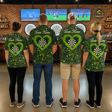 Load image into Gallery viewer, Heart Shamrock Dartboard St Patrick's Day Men Darts Polo Shirt Custom Darts Couple Jersey NYN2530
