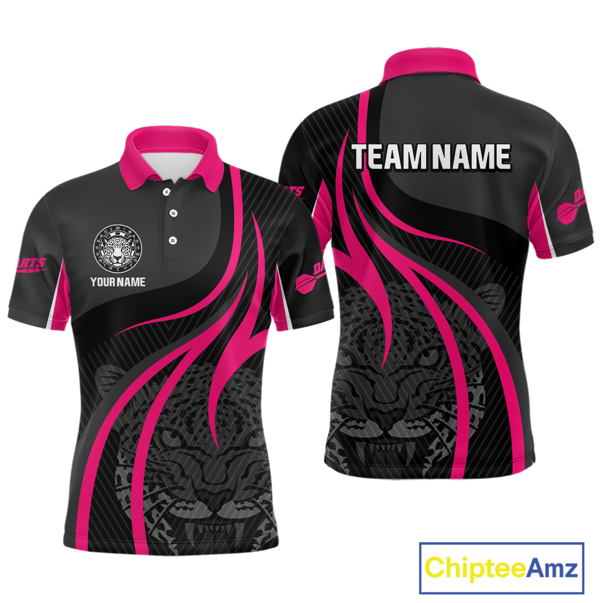 Custom Dart Jersey - Fuchsia & Ebony Panther Power | Personalized Name For Men NYN0325